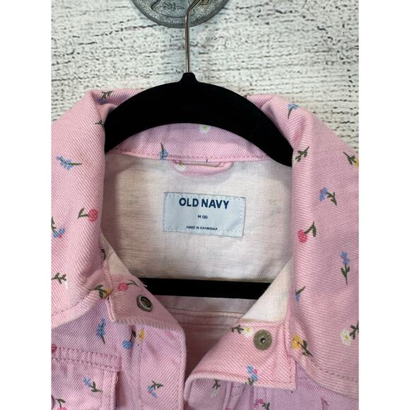 Old Navy Girl's Pink Floral Long Sleeve Jean Jacket Size Medium / 8 - Picture 5 of 9